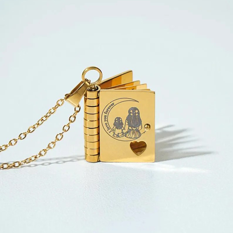 Daughter Book Necklace – Love You to the Moon Father / Mother Daughter Necklace