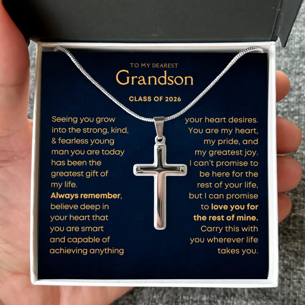 Grandson Graduation Gift Cross Necklace (GS90)