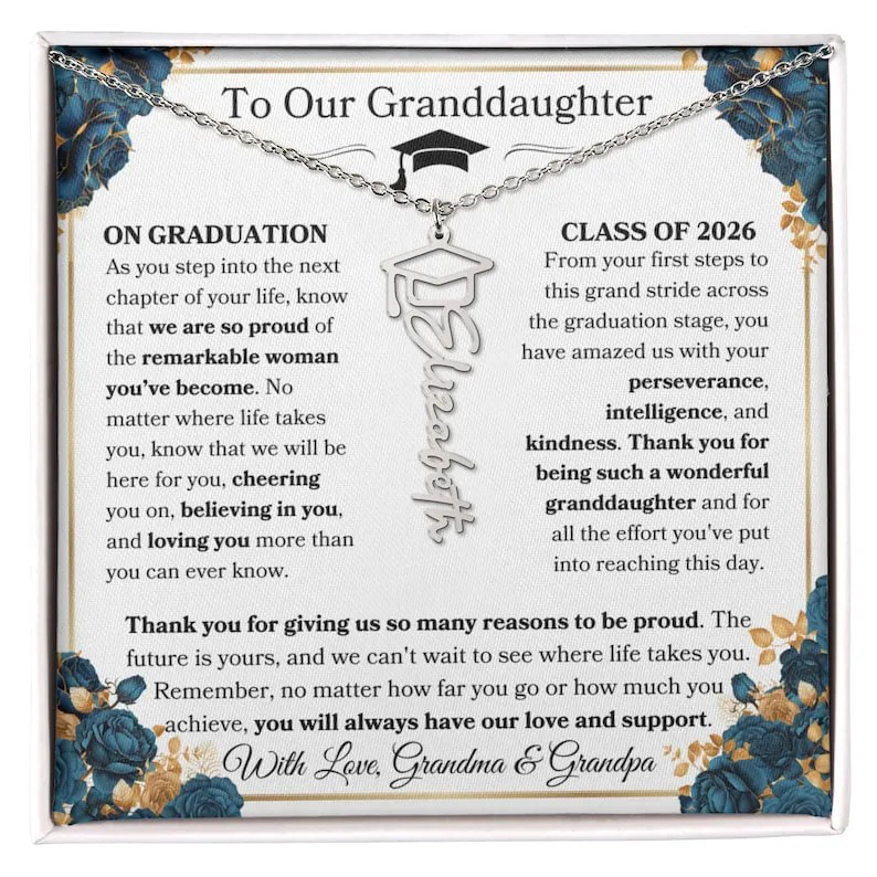 🎓Granddaughter Graduation Necklace - Personalized Name