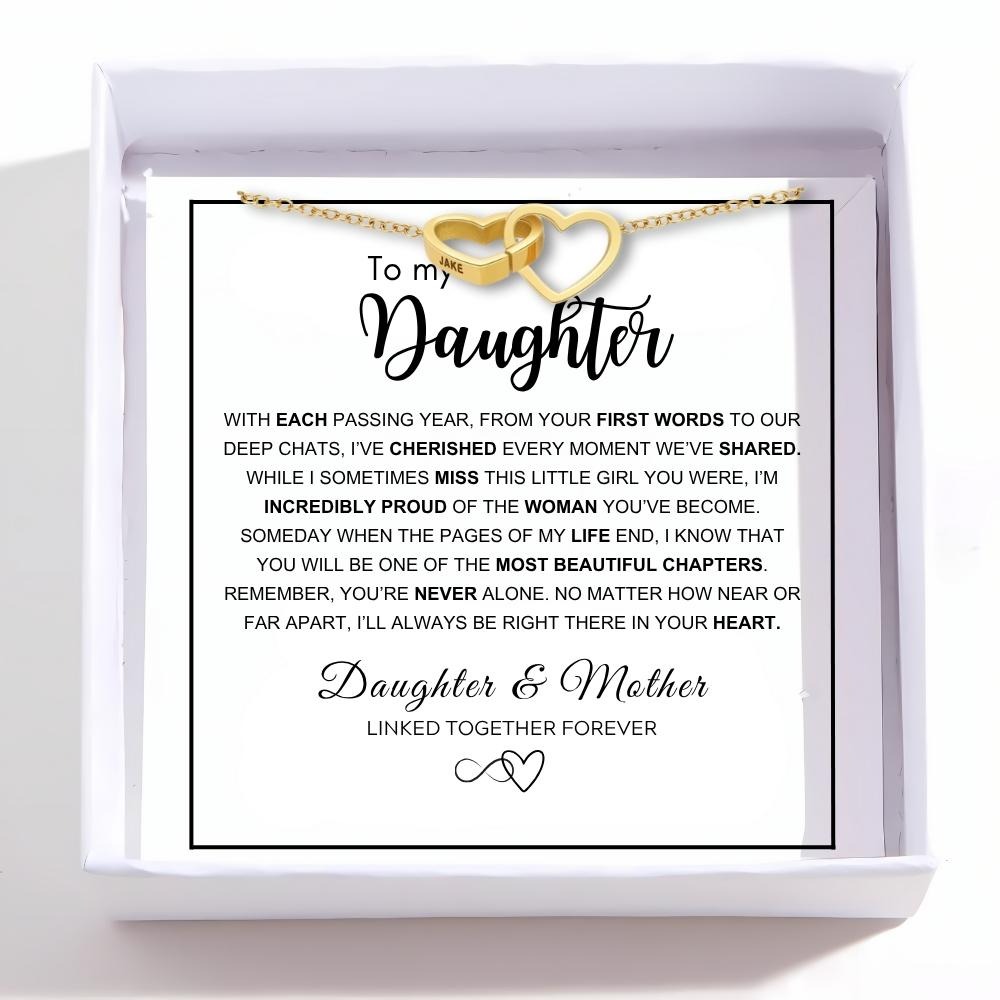 To My Daughter – Interlocking Hearts Name Necklace