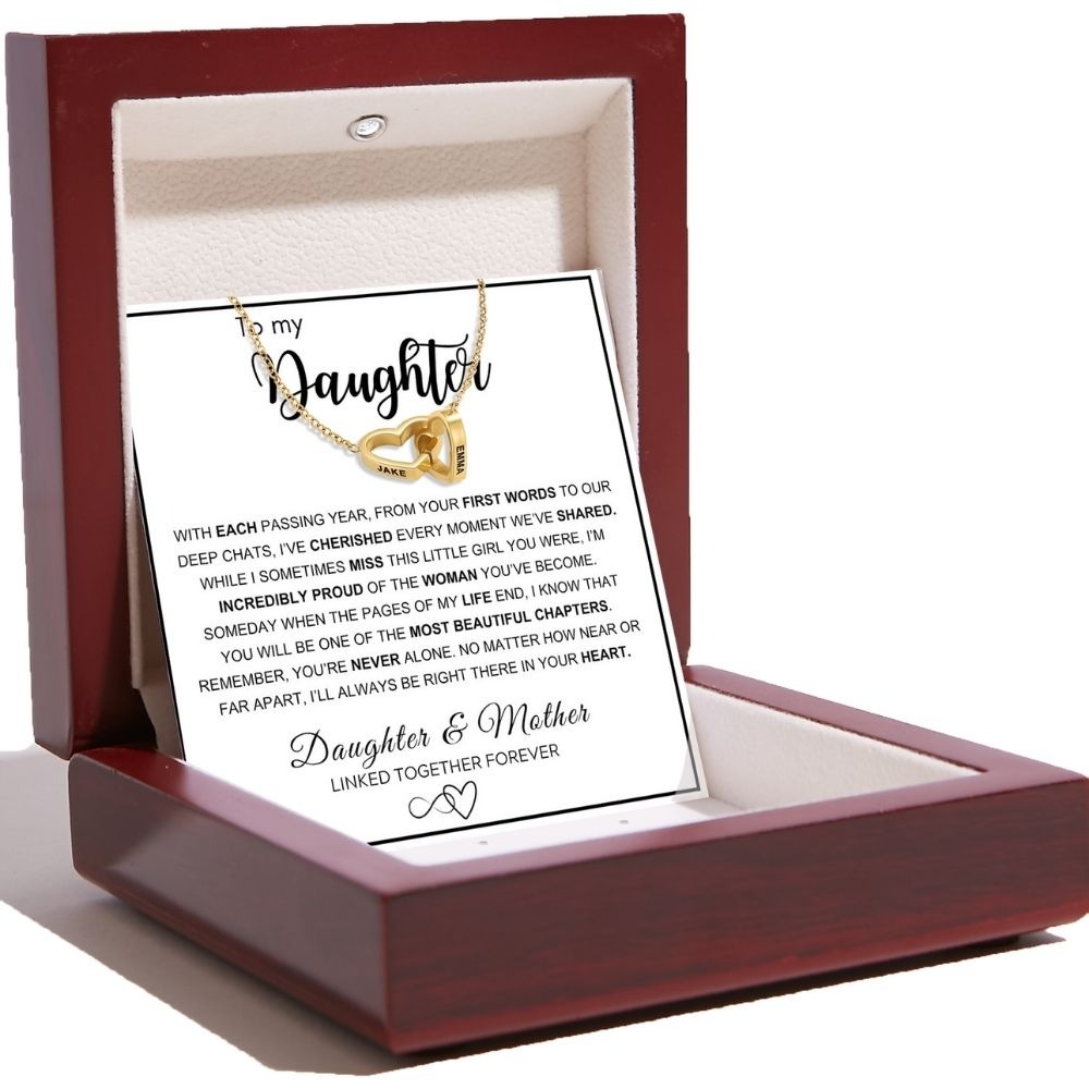 To My Daughter – Interlocking Hearts Name Necklace
