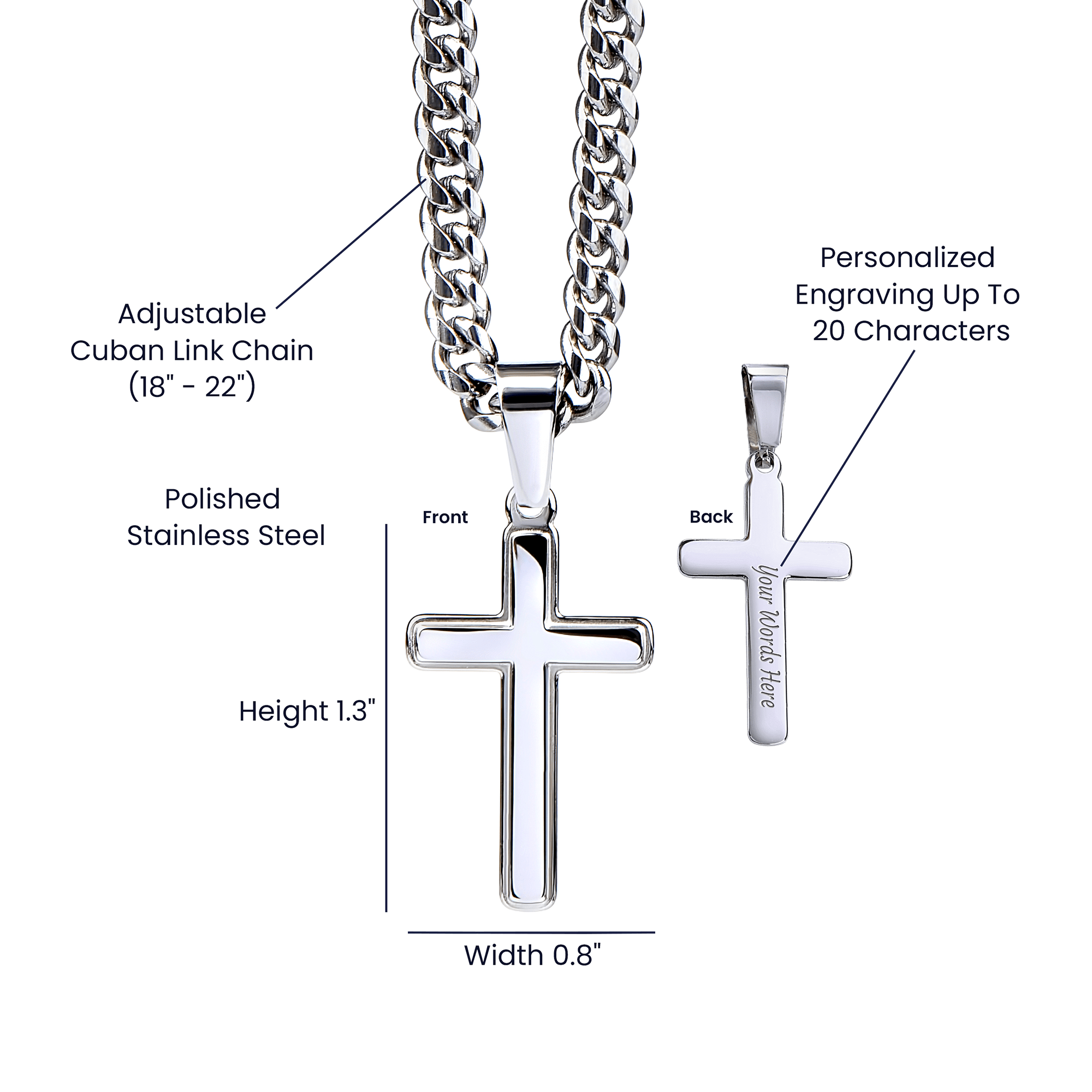 Gift For Dad From Daughter, "First Man I Ever Loved", Cuban Chain Cross Necklace