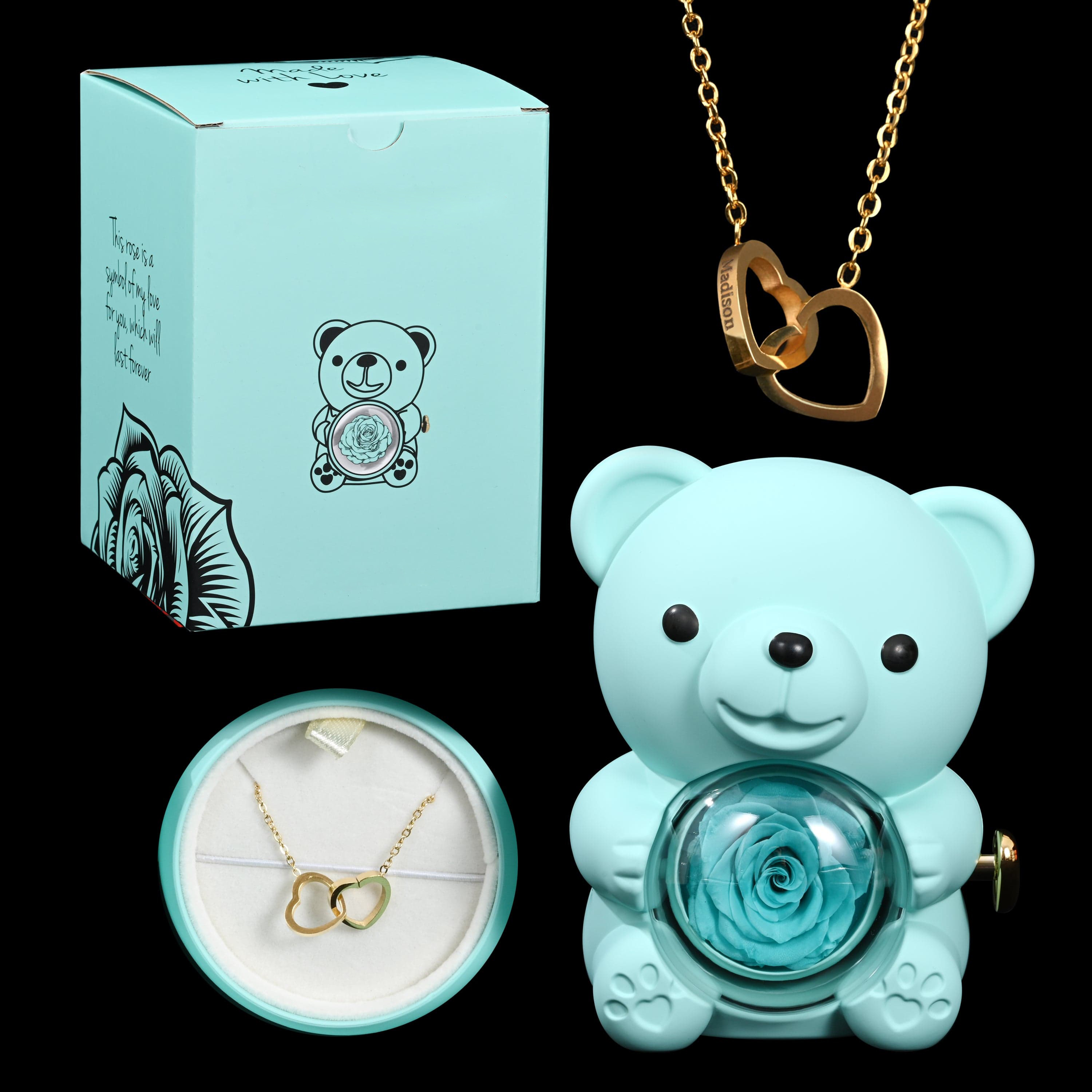 Eternal Rose Bear W/ Necklace