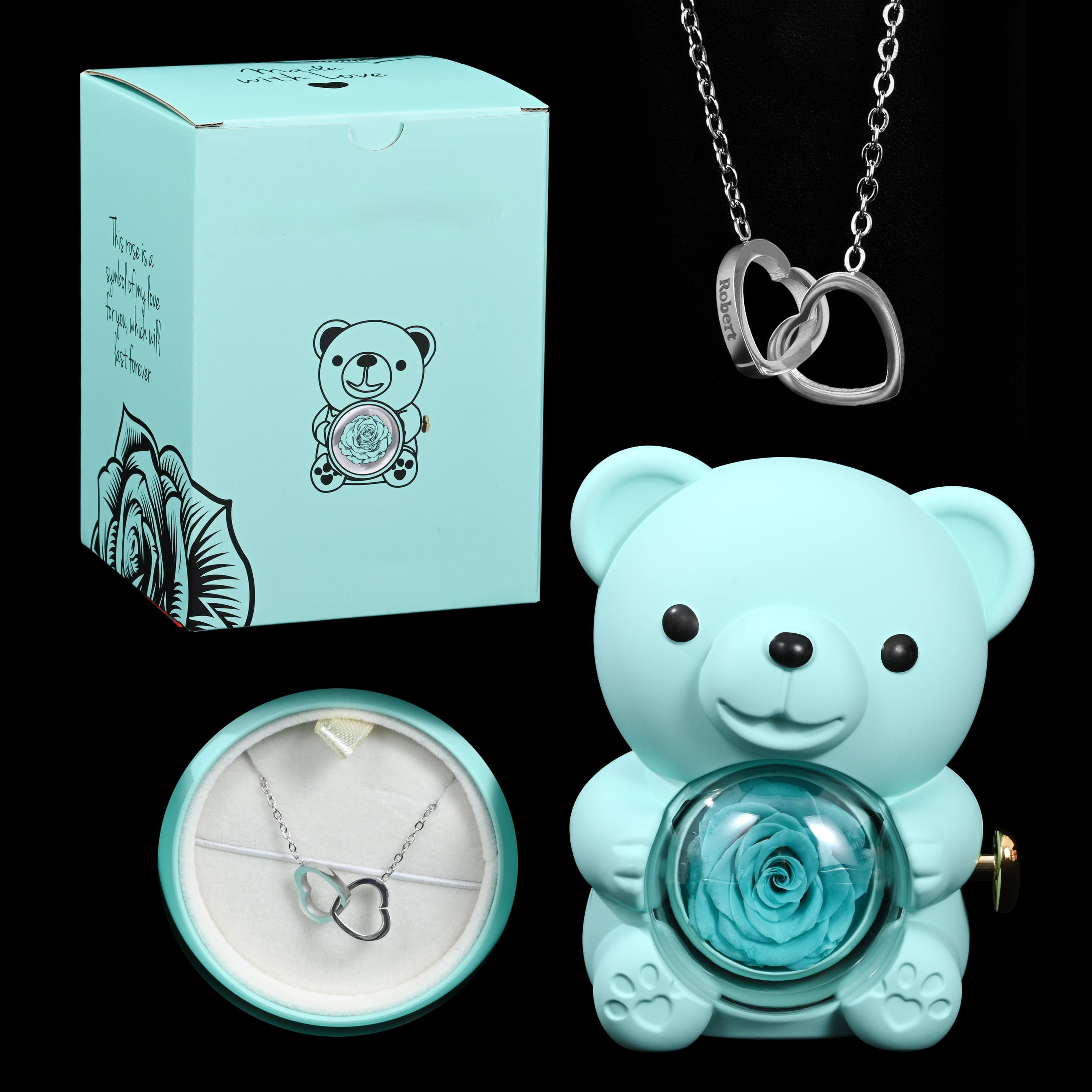 Eternal Rose Bear W/ Necklace