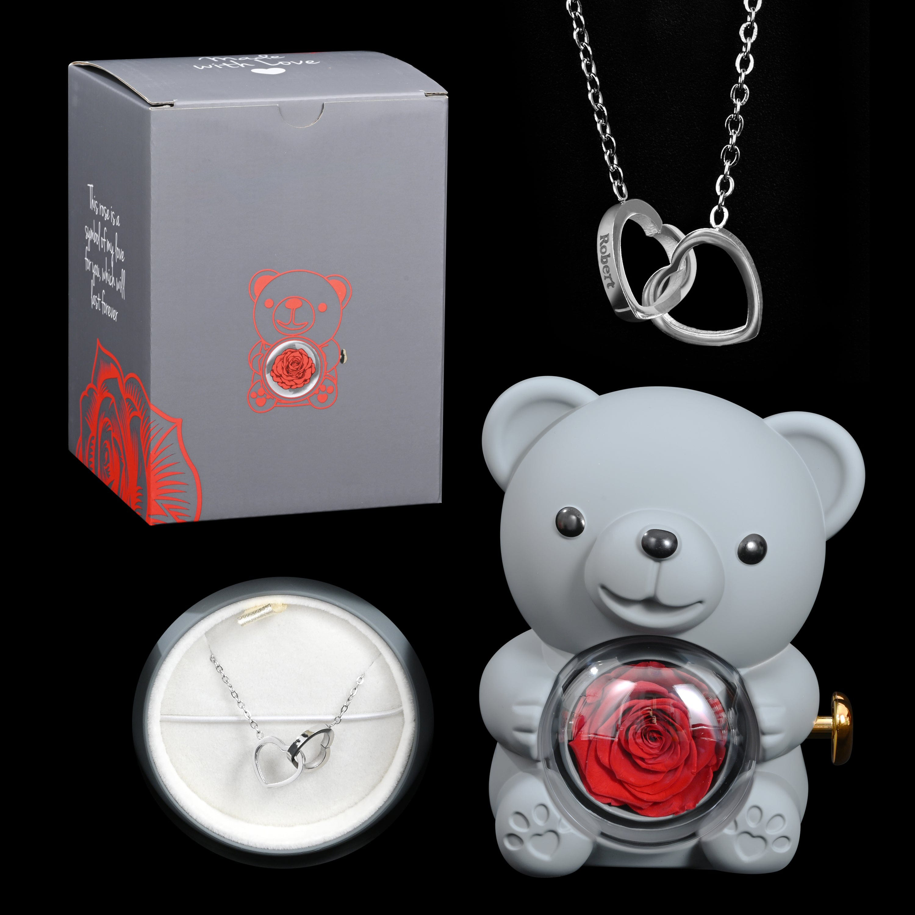 Eternal Rose Bear W/ Necklace