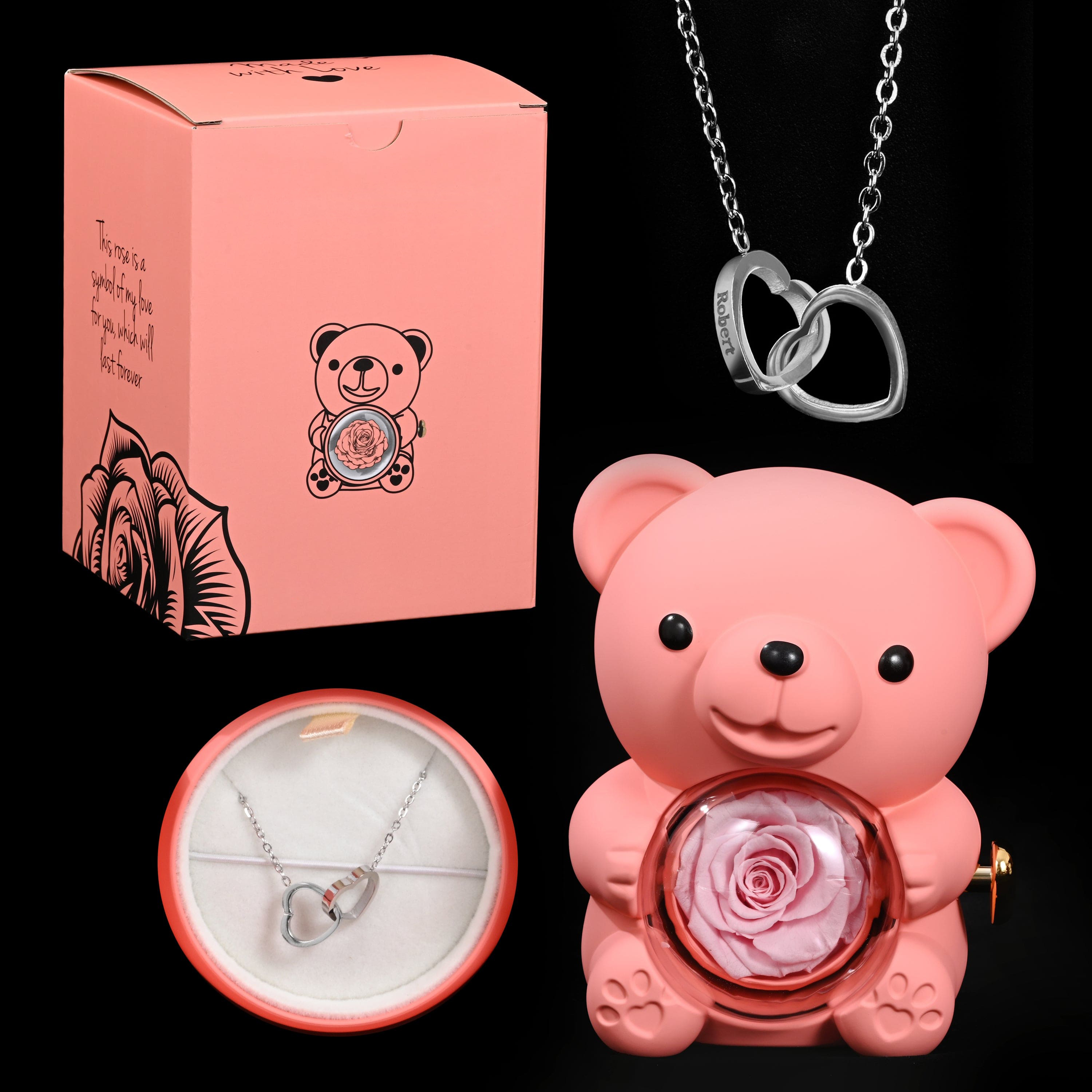 Eternal Rose Bear W/ Necklace