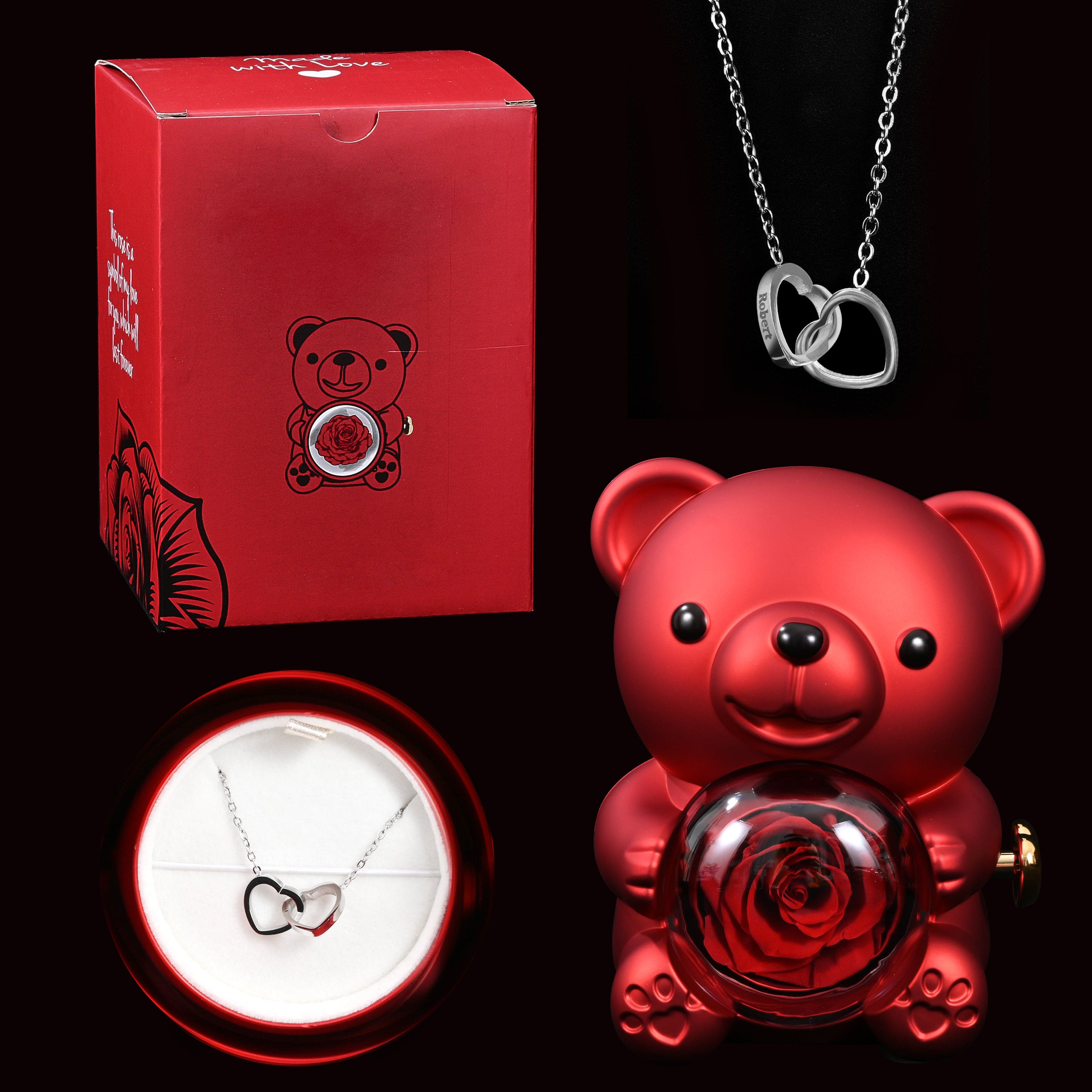 Eternal Rose Bear W/ Necklace