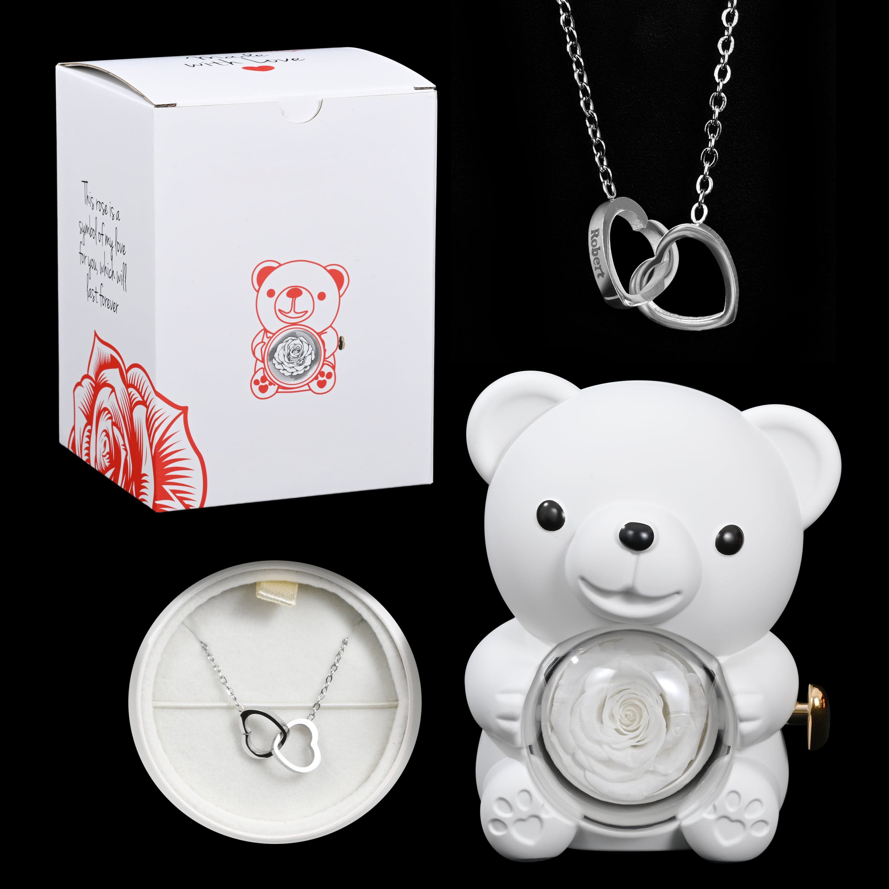 Eternal Rose Bear W/ Necklace