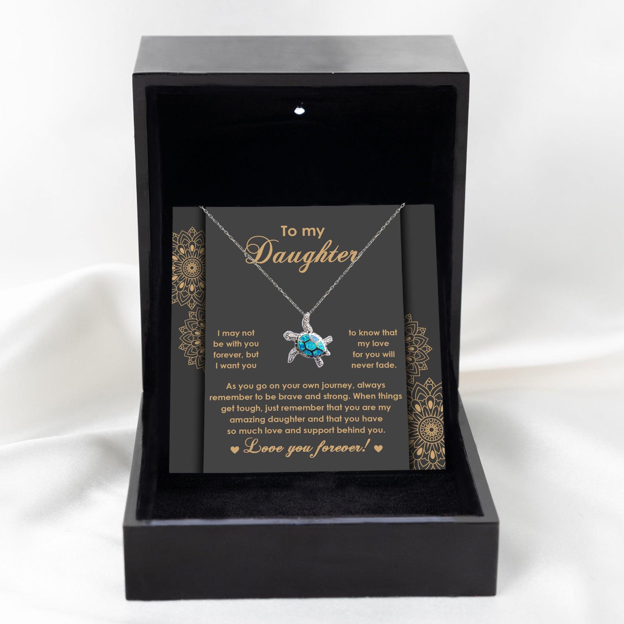 Daughter Birthday, Sweet 16, Christmas, Graduation Inspirational Opal Sea Turtle Jewelry Gift