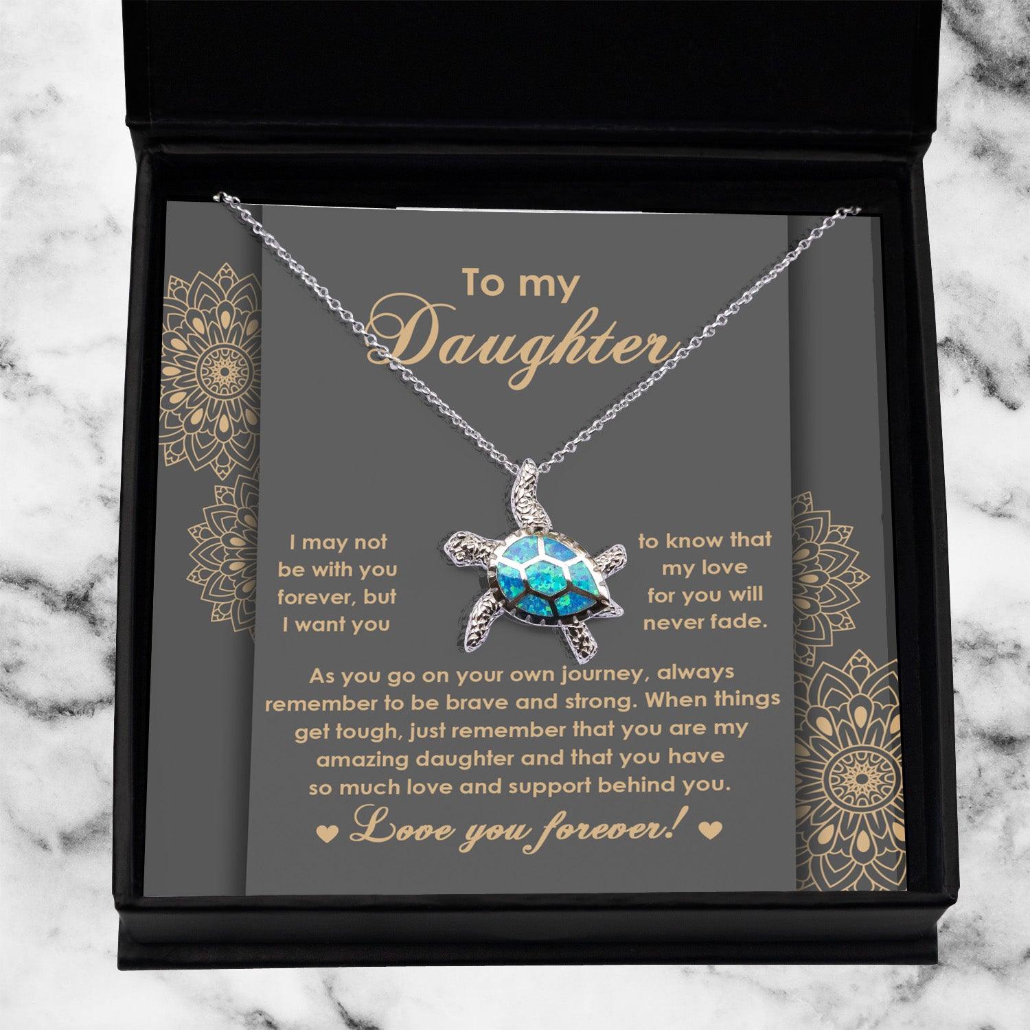 Daughter Birthday, Sweet 16, Christmas, Graduation Inspirational Opal Sea Turtle Jewelry Gift