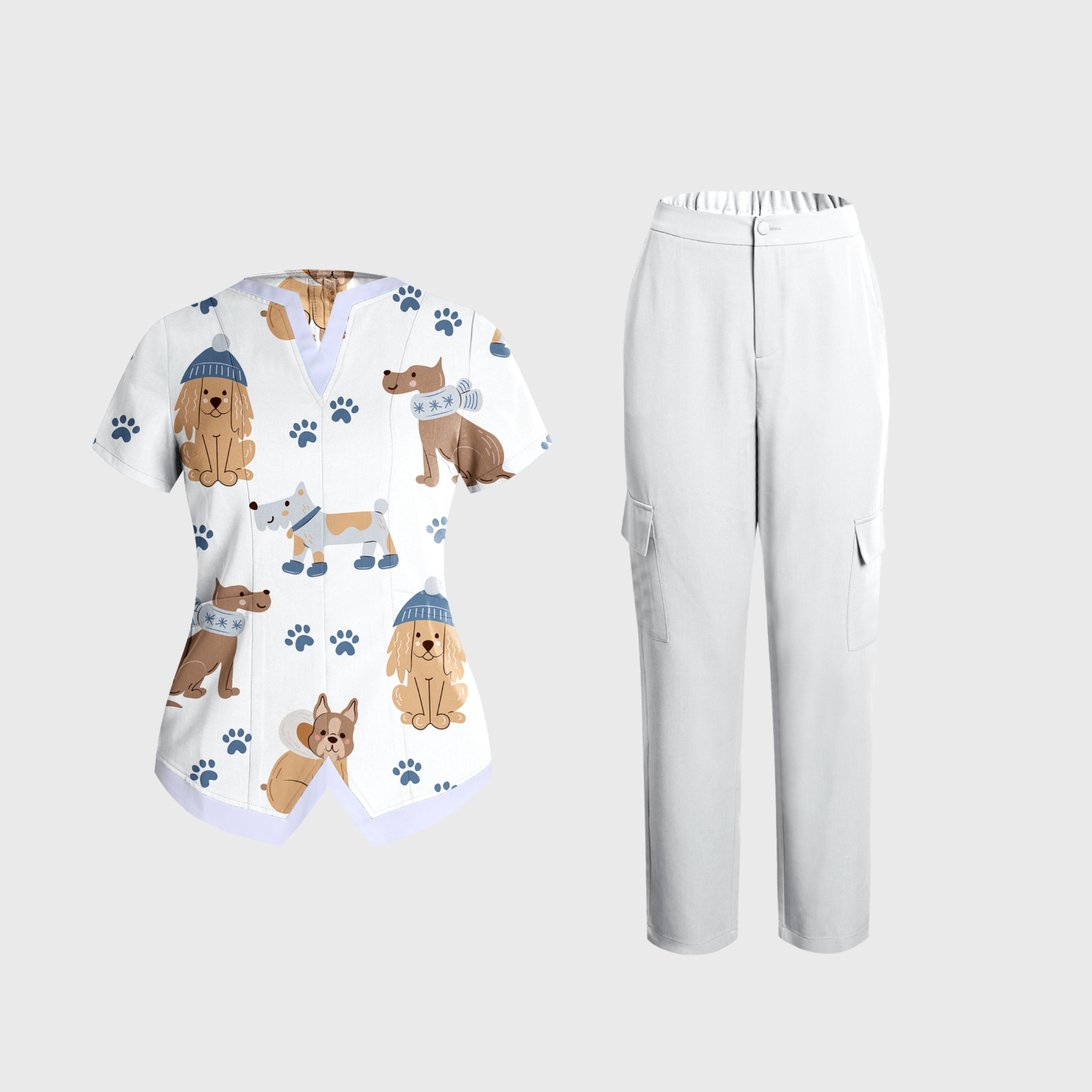 Women's Cute Animal Collection Printed Scrub Set