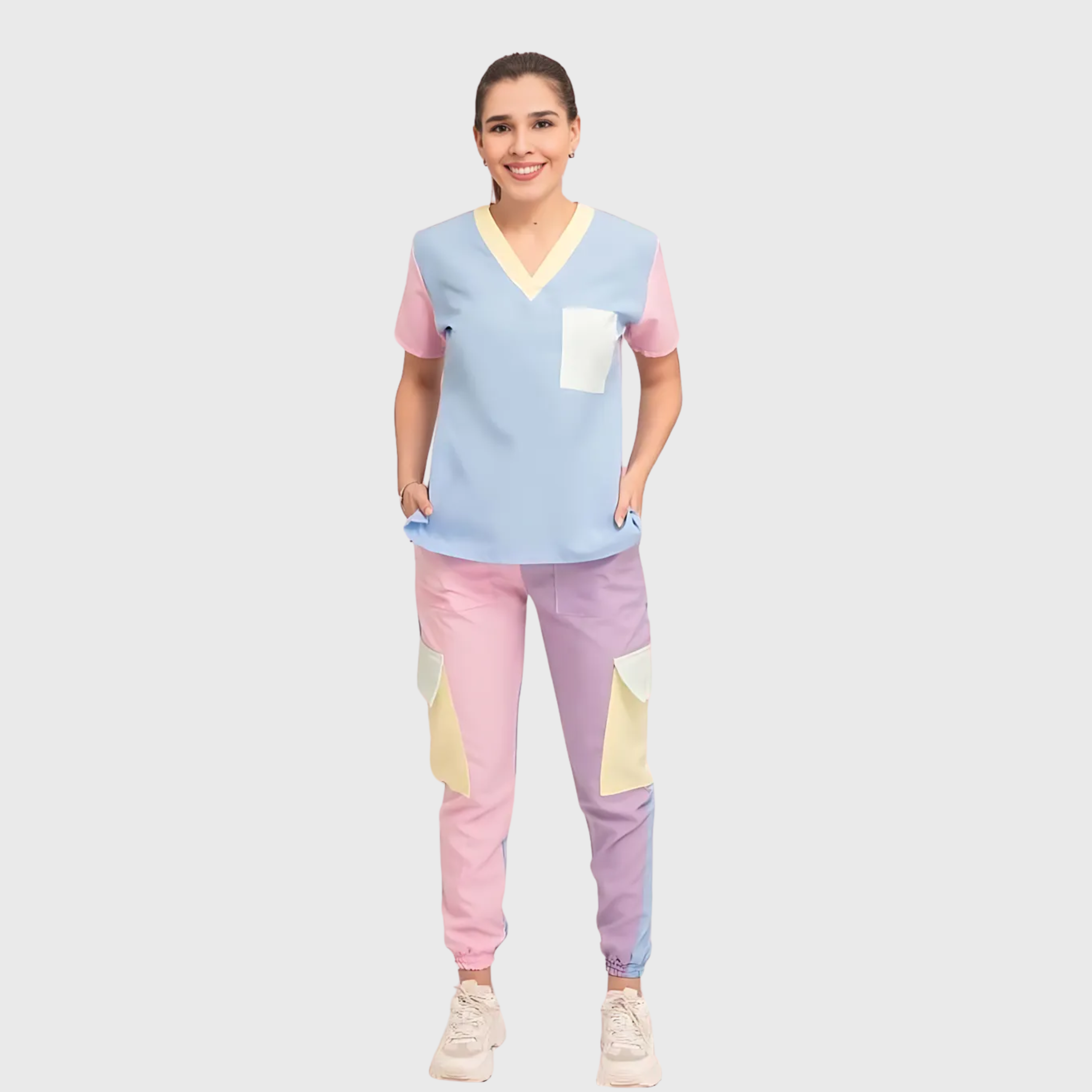 Women's Rainbow Colorblock Scrub Set IS1