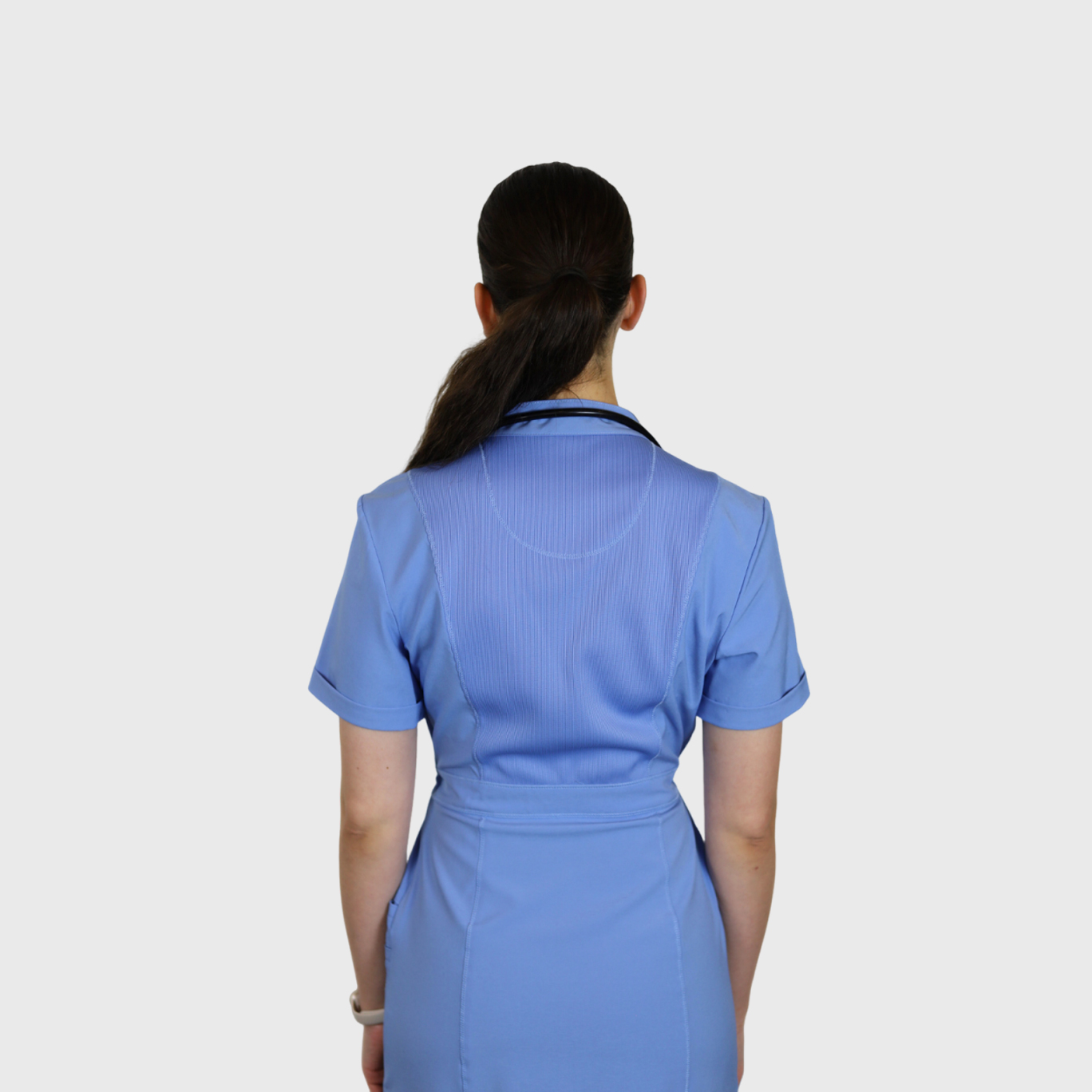 Women's Seven Pockets Mandarin Collar Scrub Dress