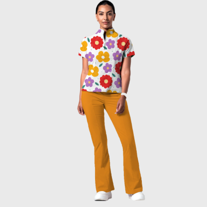 Women's Fashion Flare Leg Slim Fit Scrub Pants
