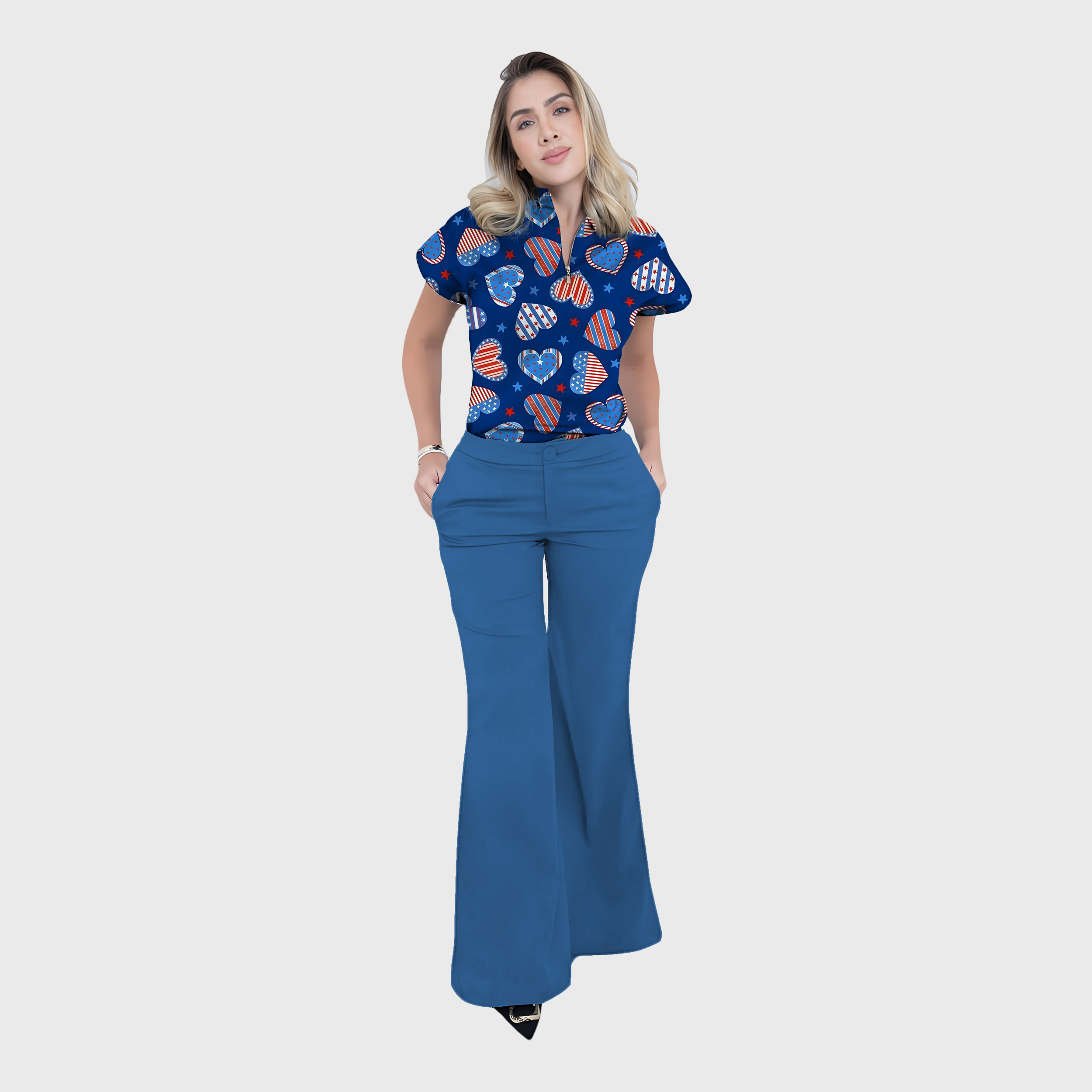 Women's Independence Day Graphics Scrub Set ST6247