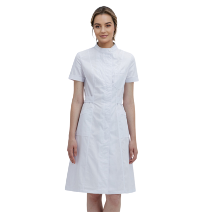Terri Stand Collar Short-sleeve Scrub Dress (Clearance)