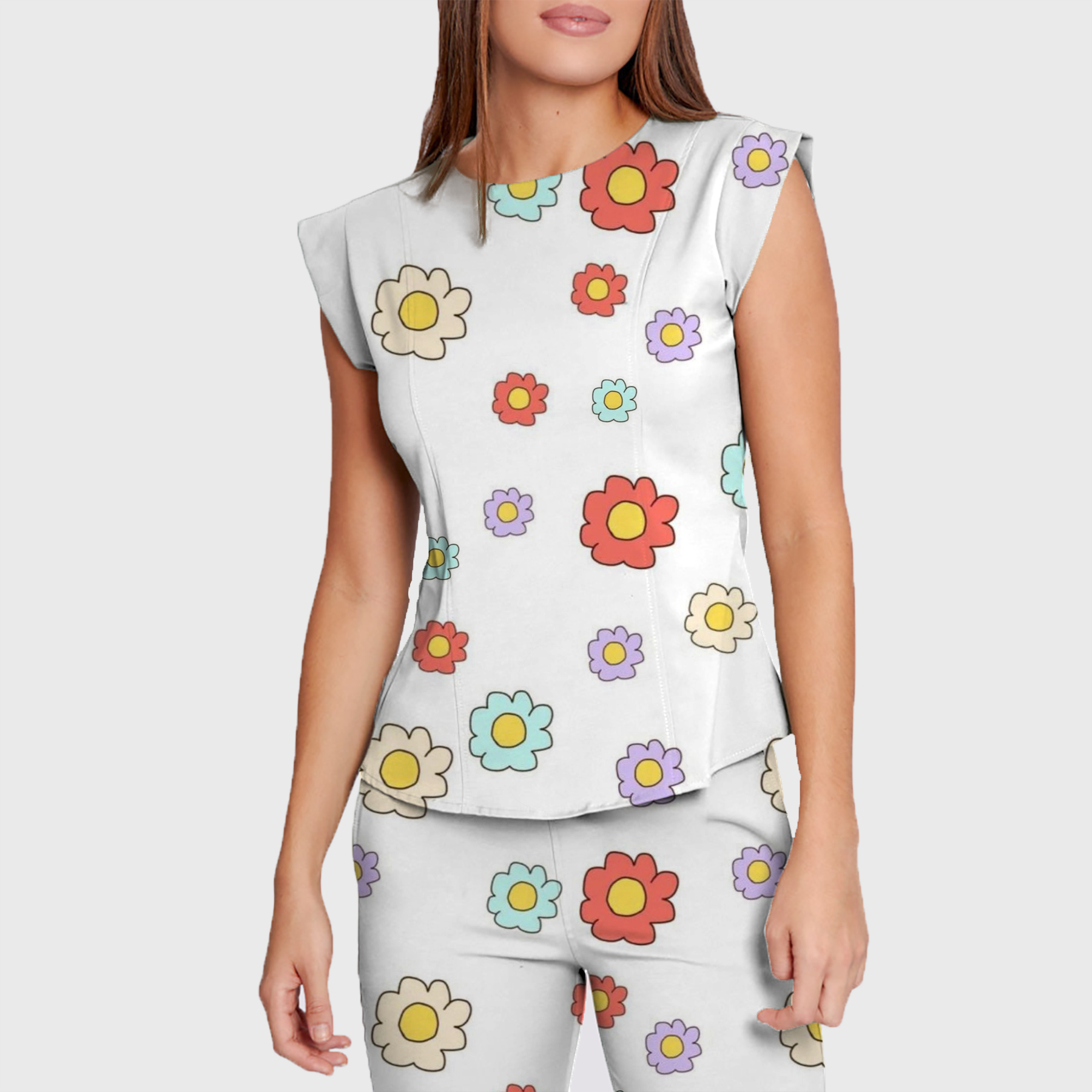 Women's Cute Floral Scrub Set ST6193