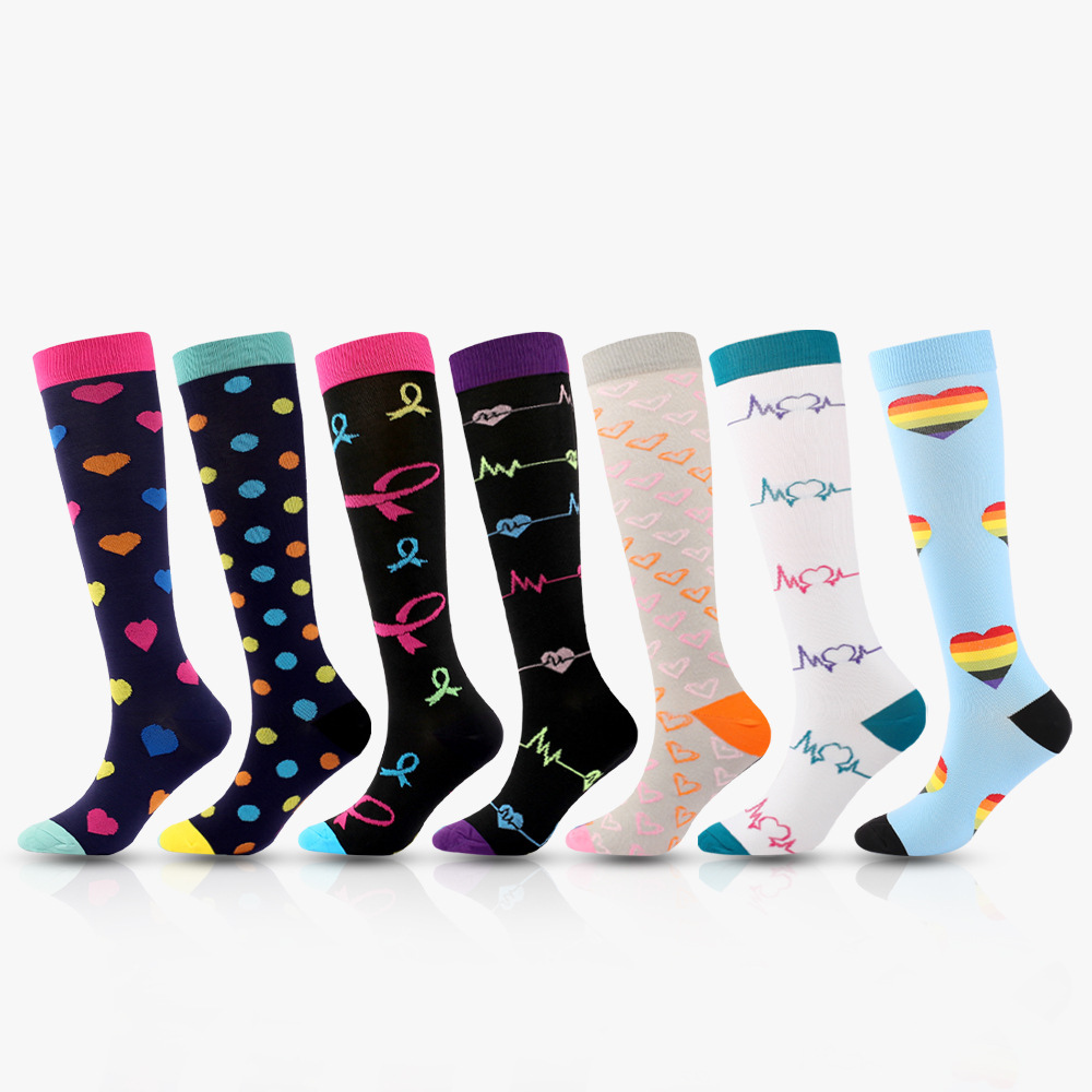 Multicolor Printed 3D Knitted Compression Socks