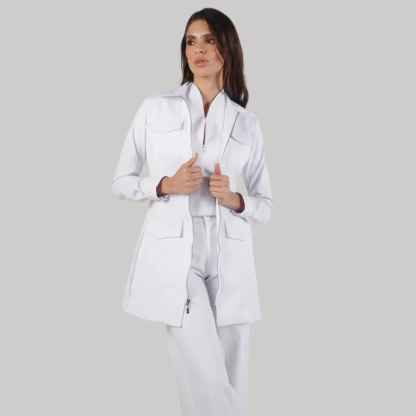 Women's Nurse Zippered Surgical Coat with Pockets