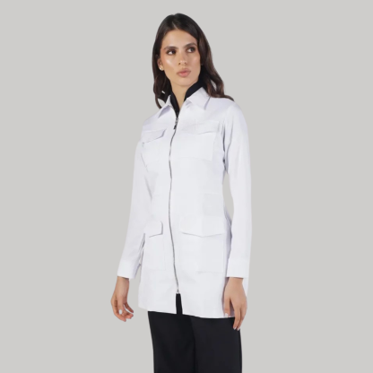 Women's Nurse Zippered Surgical Coat with Pockets