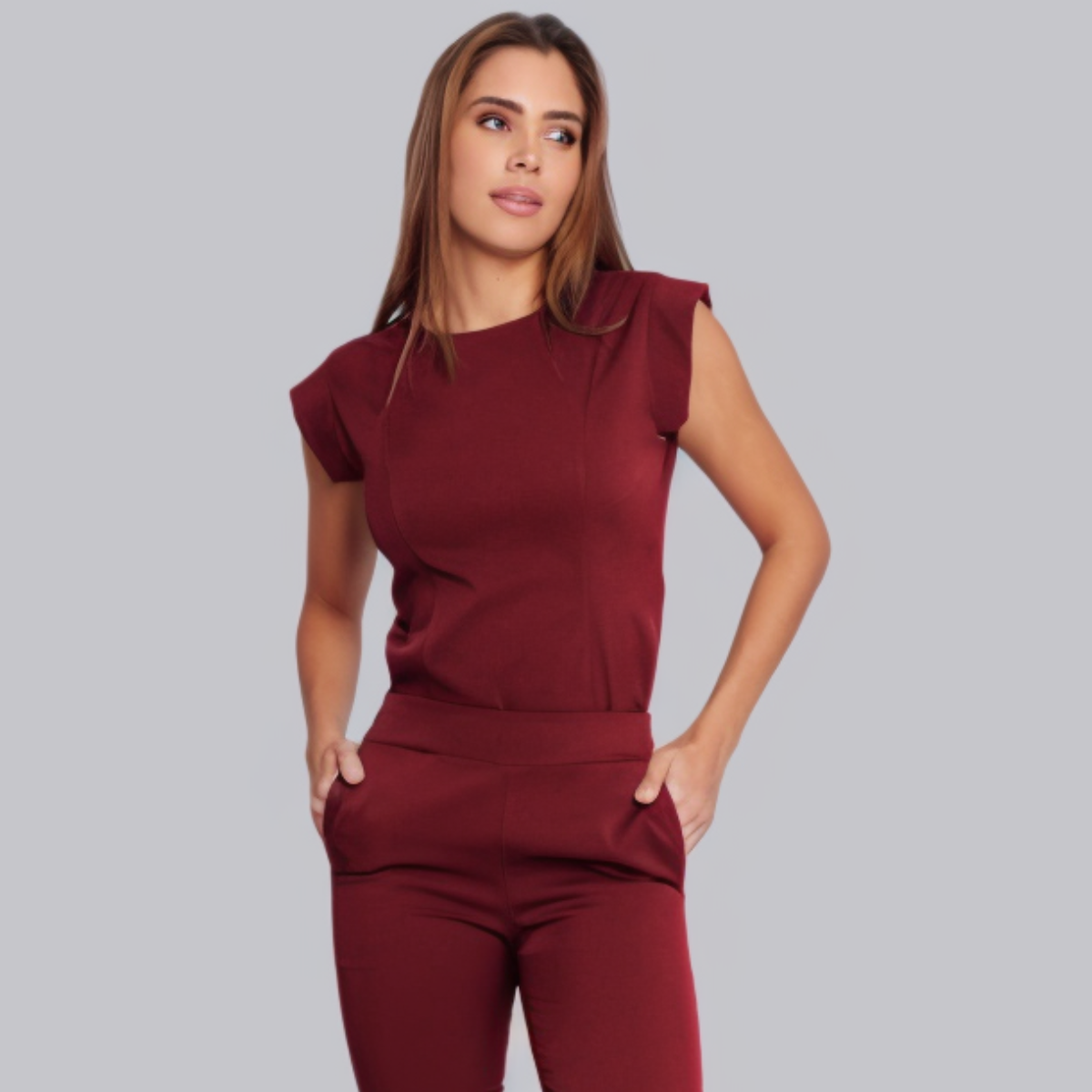 Women's Crew Neck Shoulder Sleeve Scrub Top™