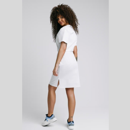 Medical Casual V-Neck Elastic Waist Scrub Dress