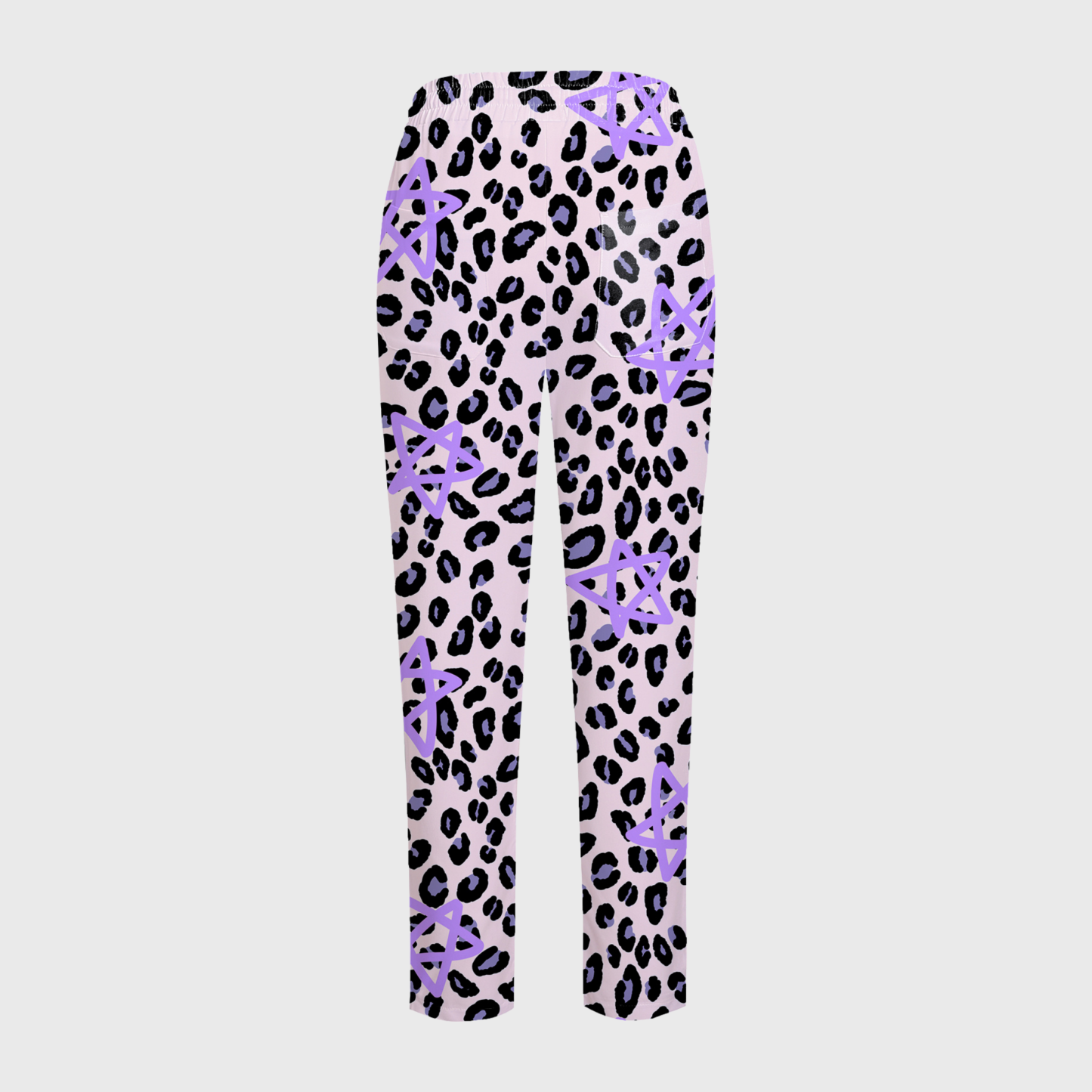 Women's Purple Star Leopard Printed Scrub Set PT03