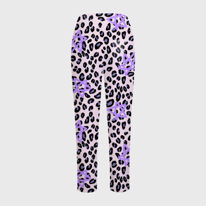 Women's Purple Star Leopard Printed Scrub Set PT03