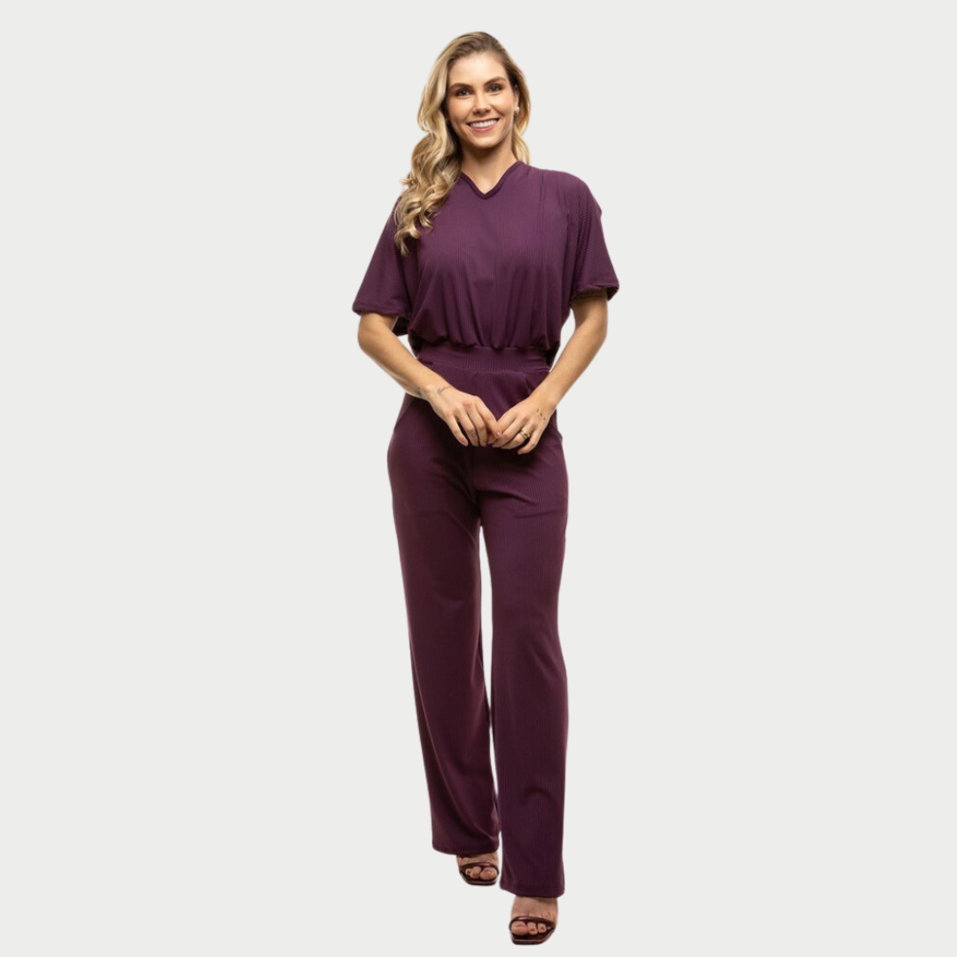Women's V-neckline Jumpsuit With Elastic Waistband™