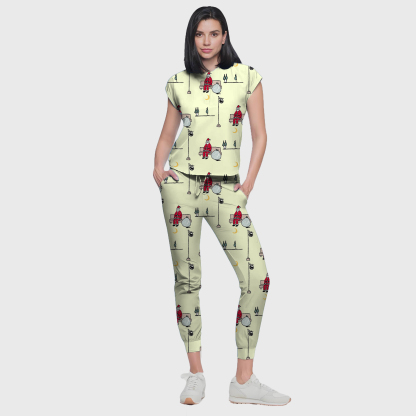 Women's Colorful Santa Claus Pattern Nurse Scrub Set