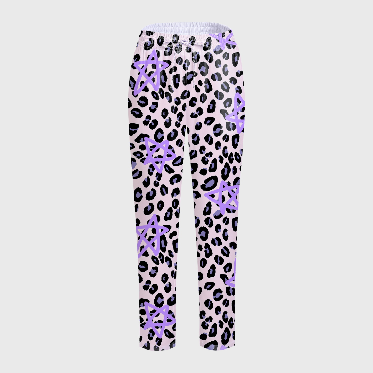 Women's Purple Star Leopard Printed Scrub Set PT03