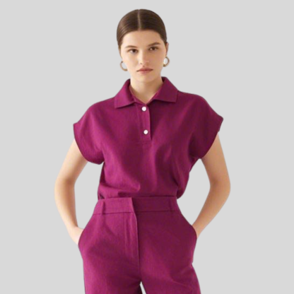 Female Nurse Collared Scrub Top