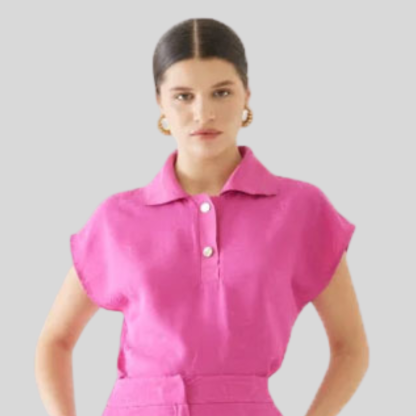 Female Nurse Collared Scrub Top
