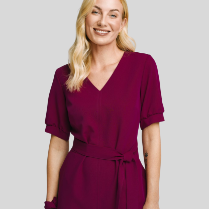 Medical Fashion Bow Waist Scrub Dress