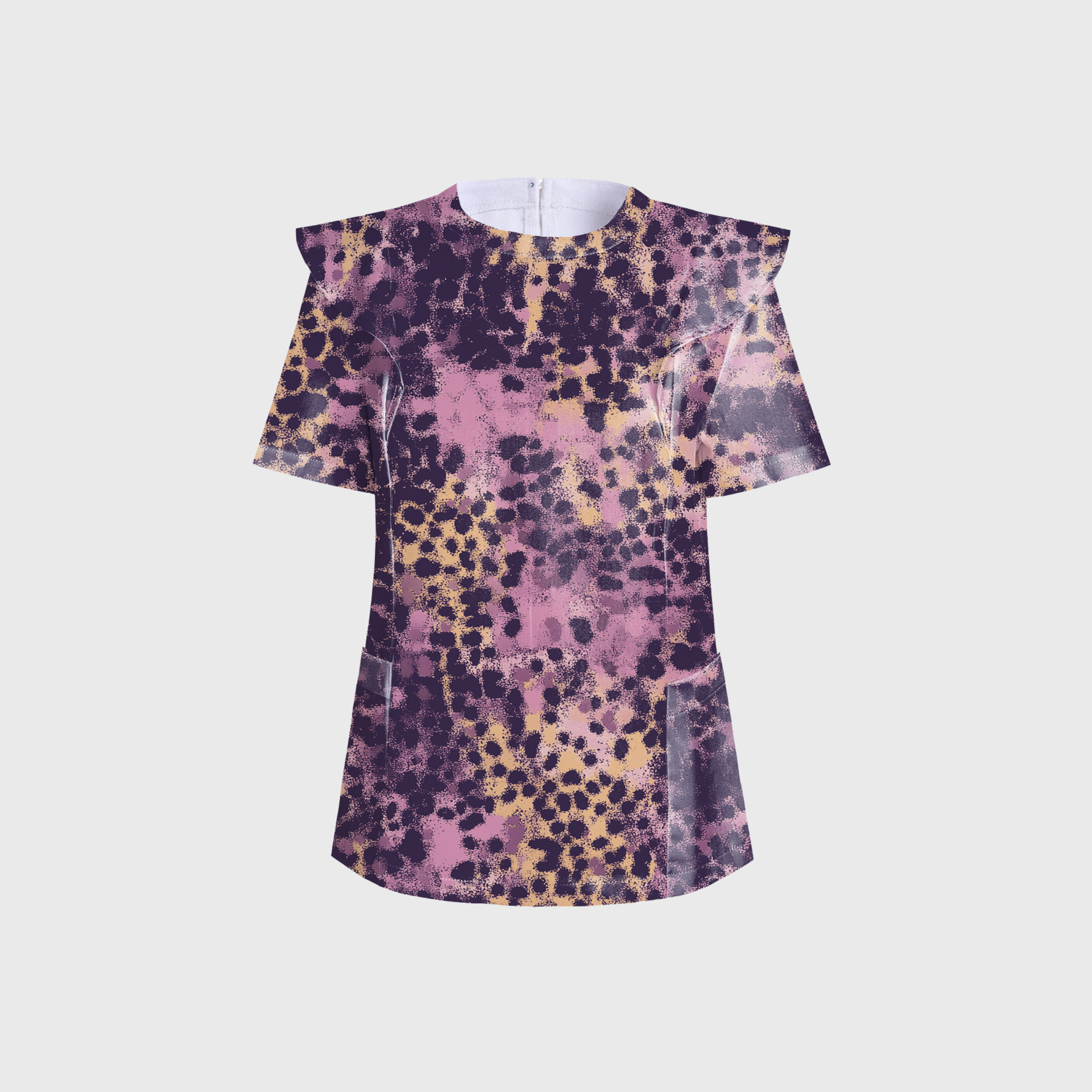 Women's Purple Leopard Printed Scrub Set PT04