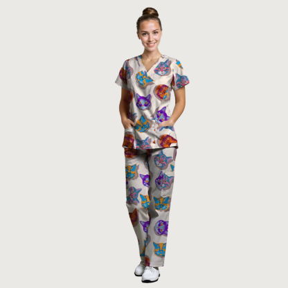 Women’s Crazy Kats Cuffed Scrub Pants