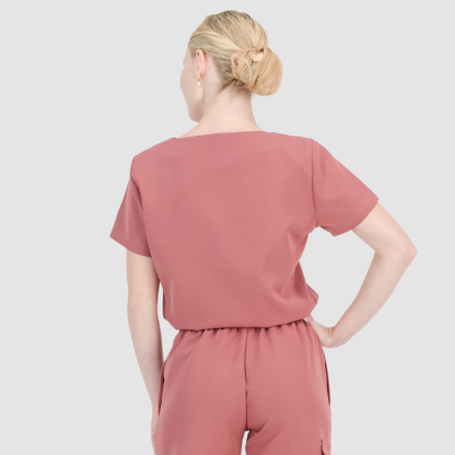 Casual and Fashionable V-neck Solid Color Scrub Top For Nurse 