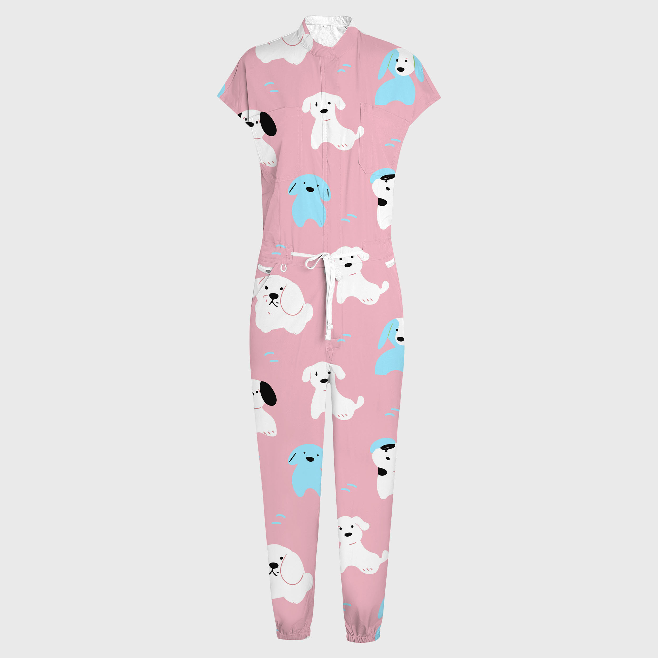 Women's Puppies Printed 12-Pocket Jogger Scrub Jumpsuit