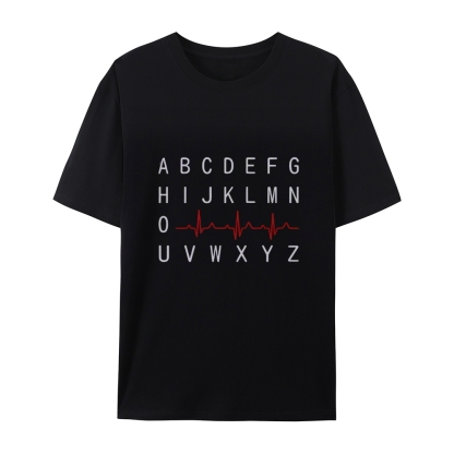 PQRST Nurse Alphabet Heartbeat T-Shirt