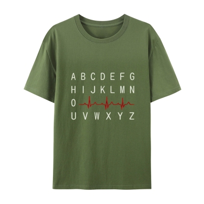 PQRST Nurse Alphabet Heartbeat T-Shirt