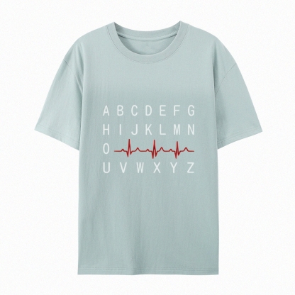 PQRST Nurse Alphabet Heartbeat T-Shirt