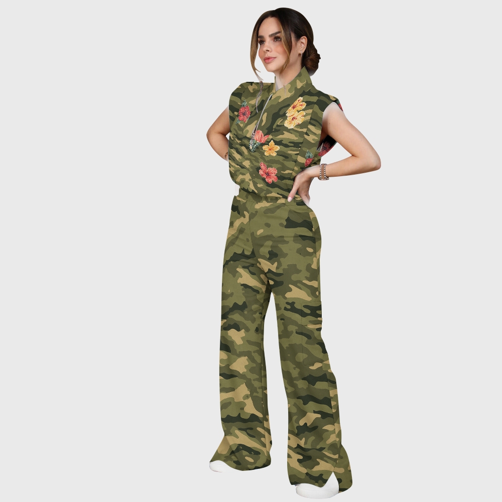 Women's Floral Camouflage Printed Scrub Set SA05
