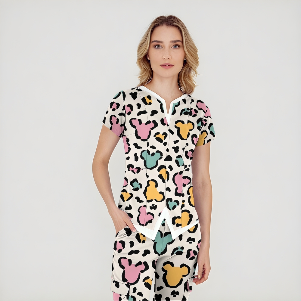 Women's leopard Print Scrub Set SL04