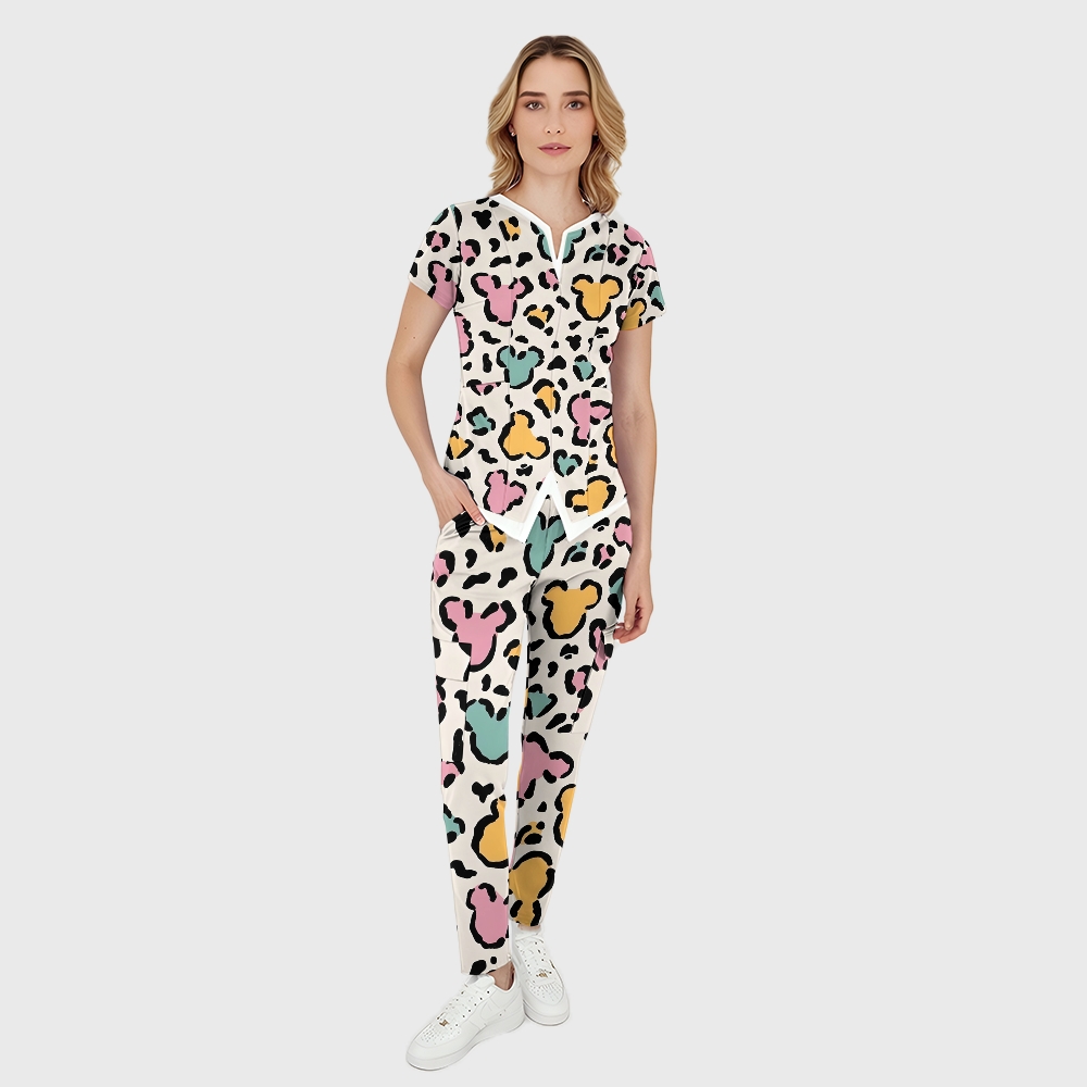 Women's leopard Print Scrub Set SL04