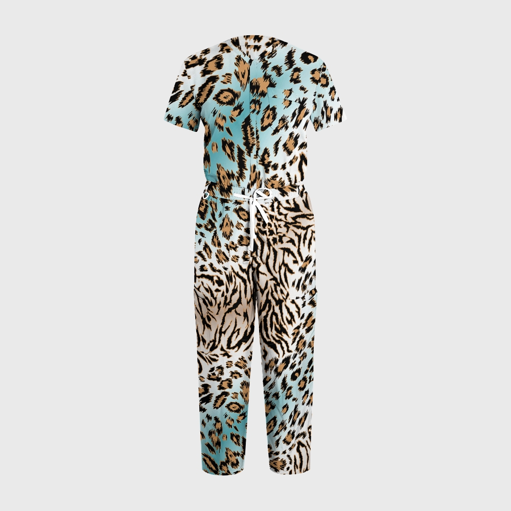 Women's V-Neck Leopard Printed Jumpsuit JL11