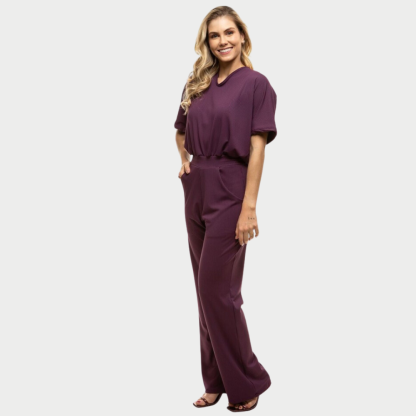 Women's V-neckline Jumpsuit With Elastic Waistband™