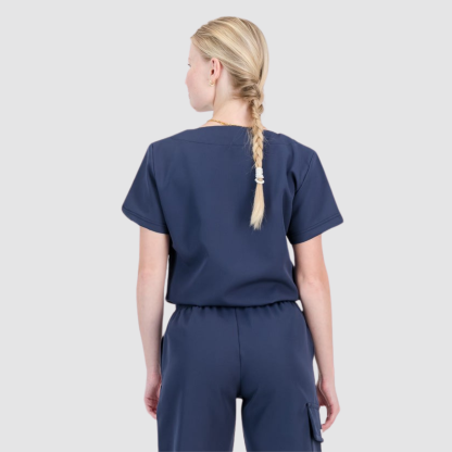 Casual and Fashionable V-neck Solid Color Scrub Top For Nurse 