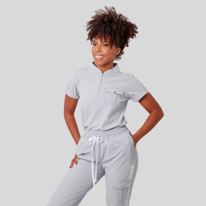 Women's Zip Neck Chest Pocket Scrub Top™