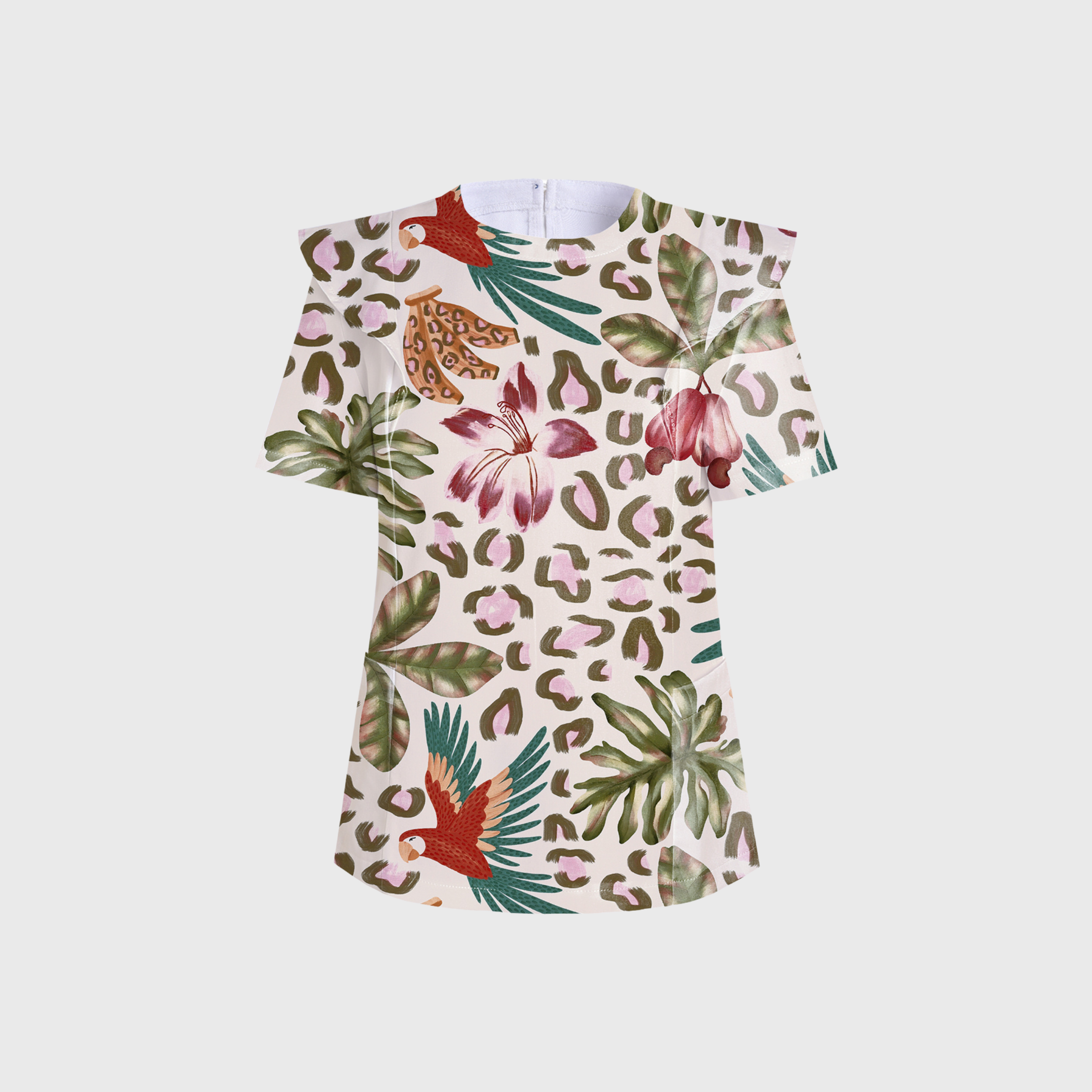 Women's Tropical Jungle Printed Scrub Set PT05