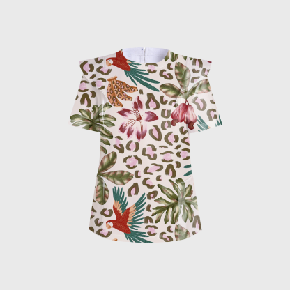 Women's Tropical Jungle Printed Scrub Set PT05